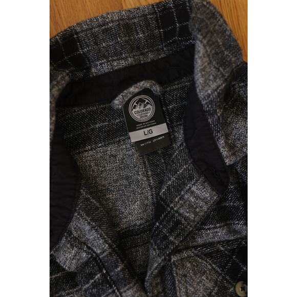 Colorado Clothing Black and Gray Flannel Mens Button Up Size Large - Picture 2 of 4